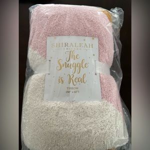 Shiraleah pink, and orange super soft, reversible, chevron, throw blanket